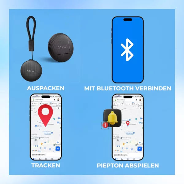 getMiLi Bluetooth-Fahrrad-Tracker – Kompatibel mit iOS und Android